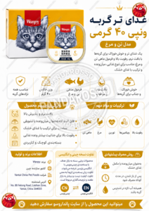 ووم گربه ونپی مدل مرغ و تن ماهی ۴۰ گرمی چیست؟ بررسی کامل محصول، ترکیبات، کشور سازنده و تفاوت نسخه چینی‌نویس و انگلیسی‌نویس Wanpy